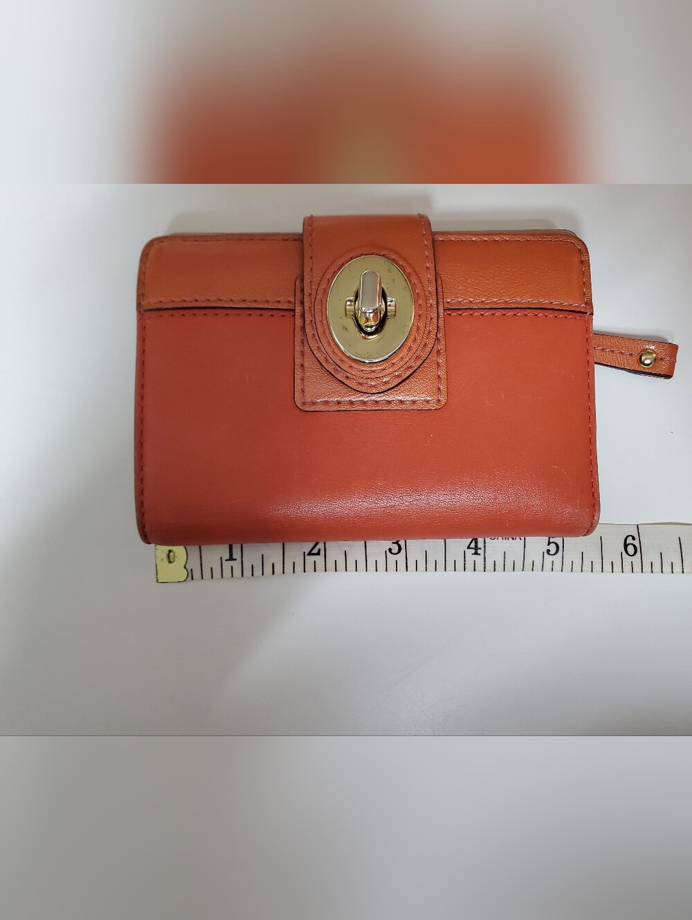 Vintage Coach Y2K Legacy Colorblock Leather Turnlock Bifold Wallet Orange Blush - Picture 11 of 12